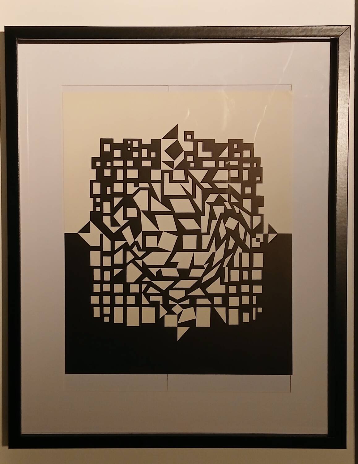 Tableau Op Art Vintage – Victor Vasarely – Black & White Optical Illusion