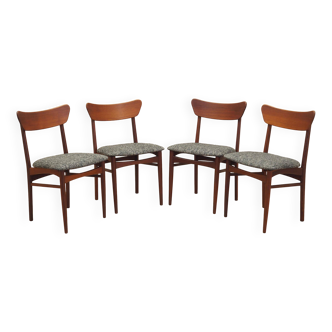 Set of four teak chairs, Danish design, 1970s, production: Denmark