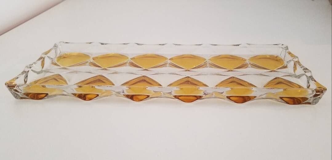 vintage pressed molded glass top