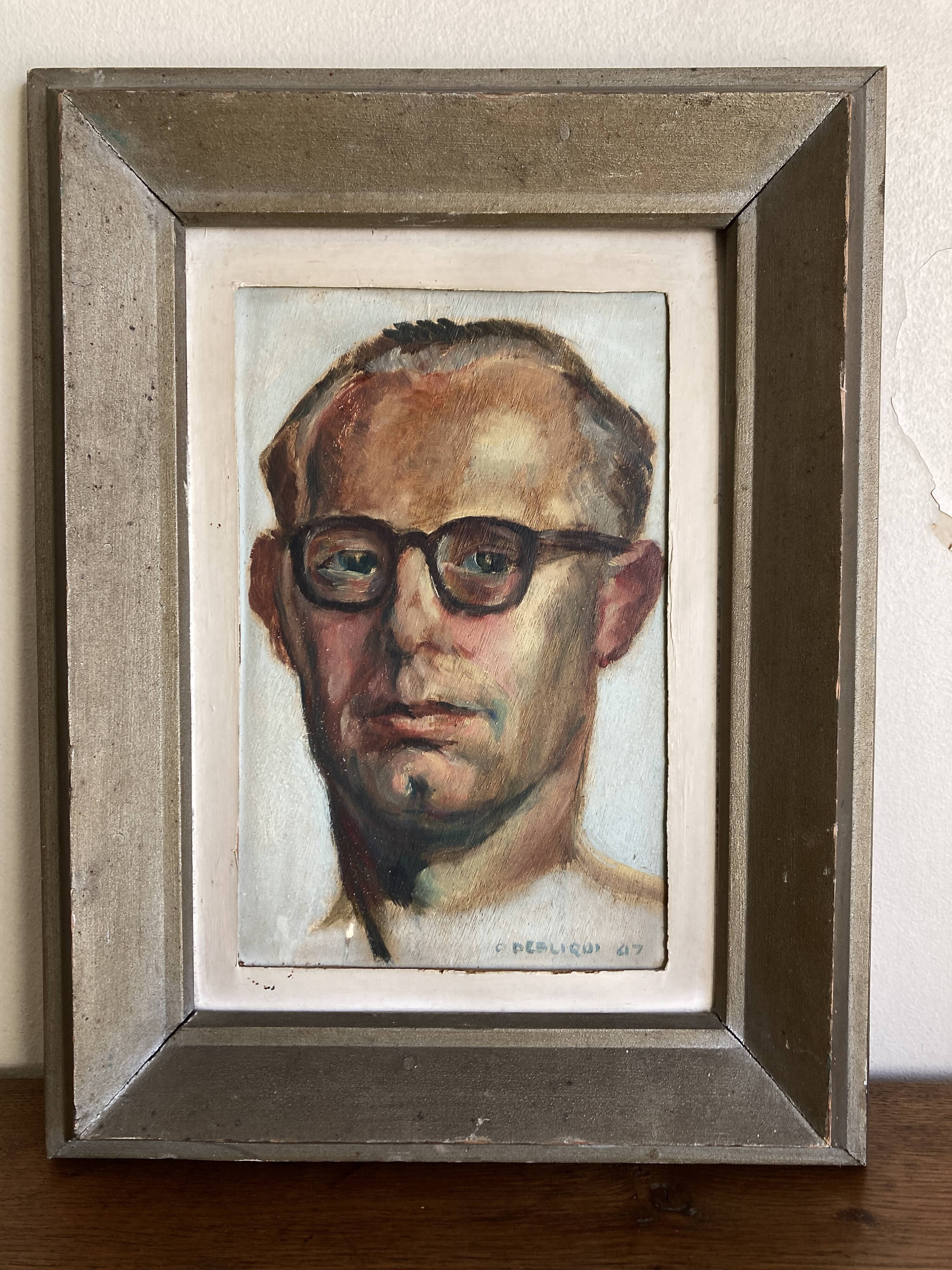 Portrait of a modernist man, oil on panel, 1947.