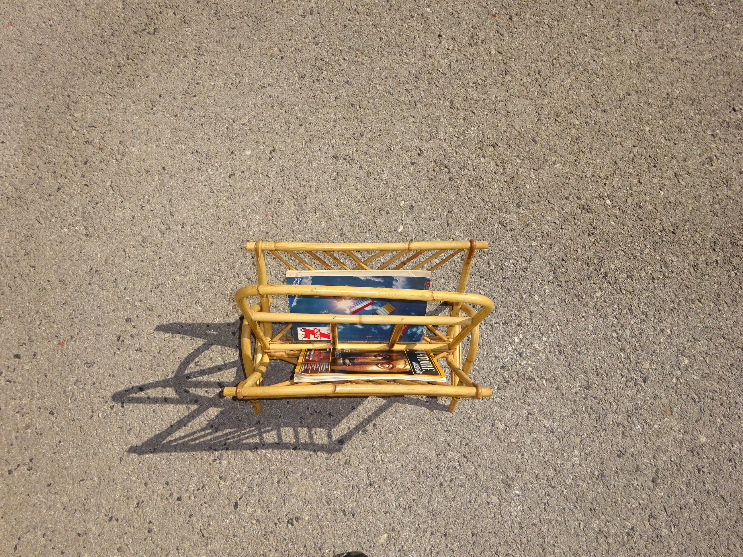 Vintage rattan magazine holder
