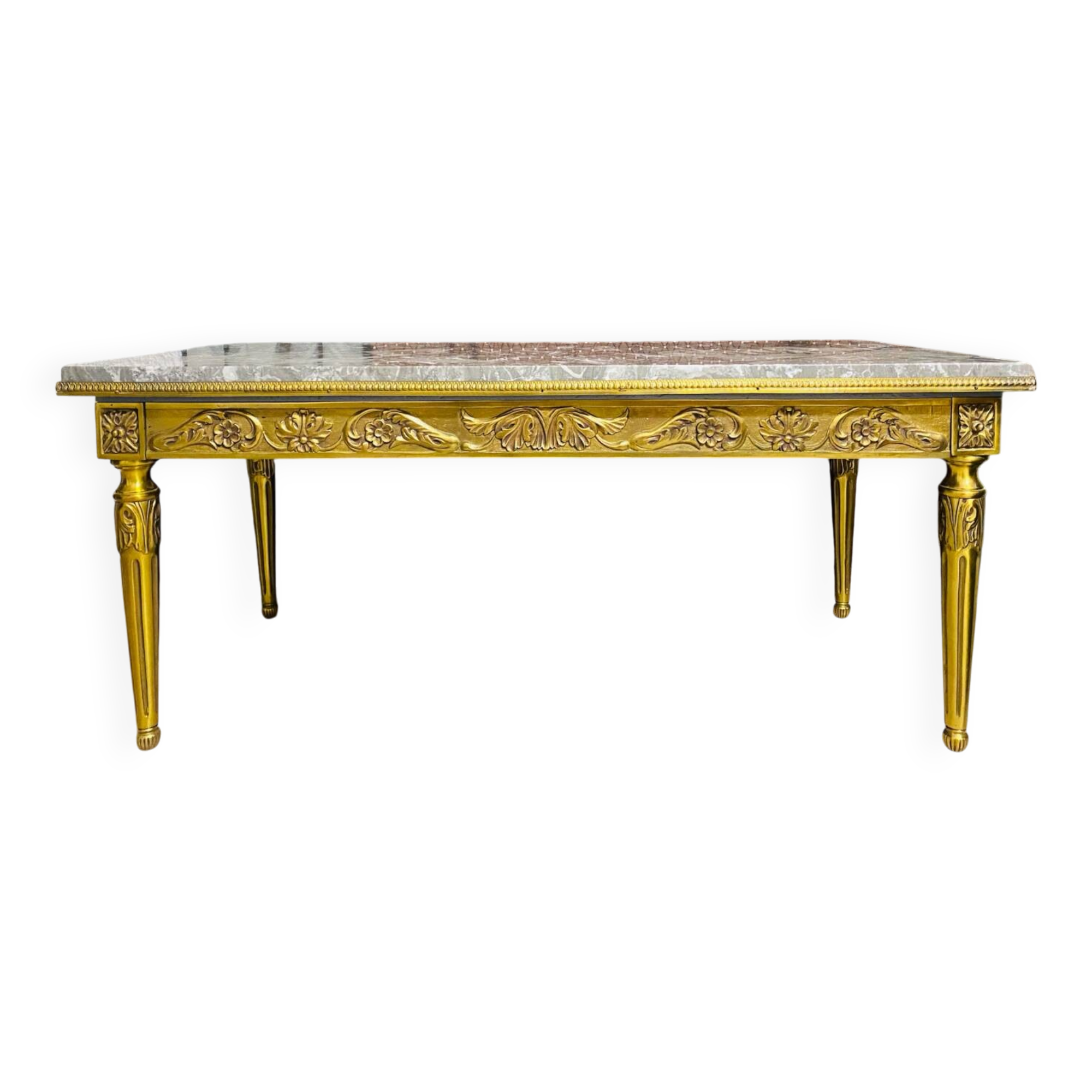 Louis XVI style coffee table – Marble and gilded bronze structure