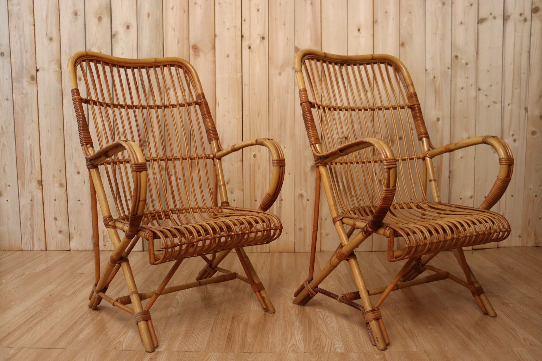 Pair Rattan Armchairs