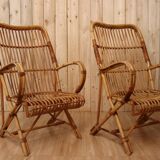 Pair Rattan Armchairs