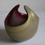 Horned aventurine and burgundy murano glass bowl, venice 1950s.