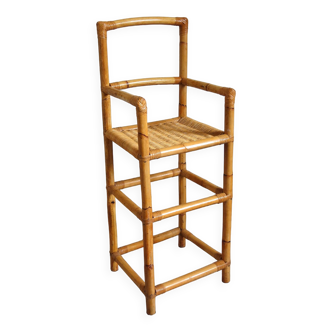 Vintage bamboo rattan high stool
