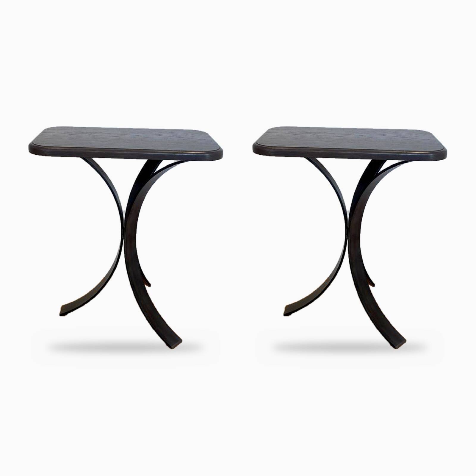 Pair of BS Style side tables in black oak and iron.