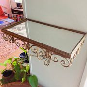 Miroir en laiton vintage Deknudt avec étagère, années 1970