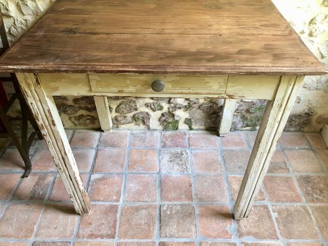 Antique wooden farmhouse table