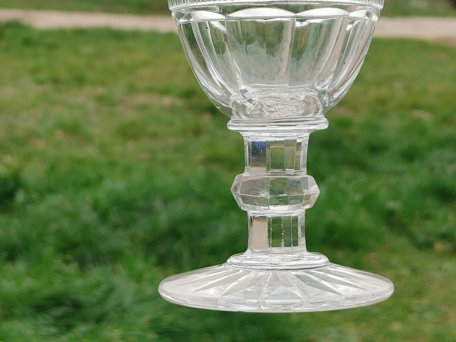 Saint Louis White wine glass or port Crystal cut Trianon circa 1840