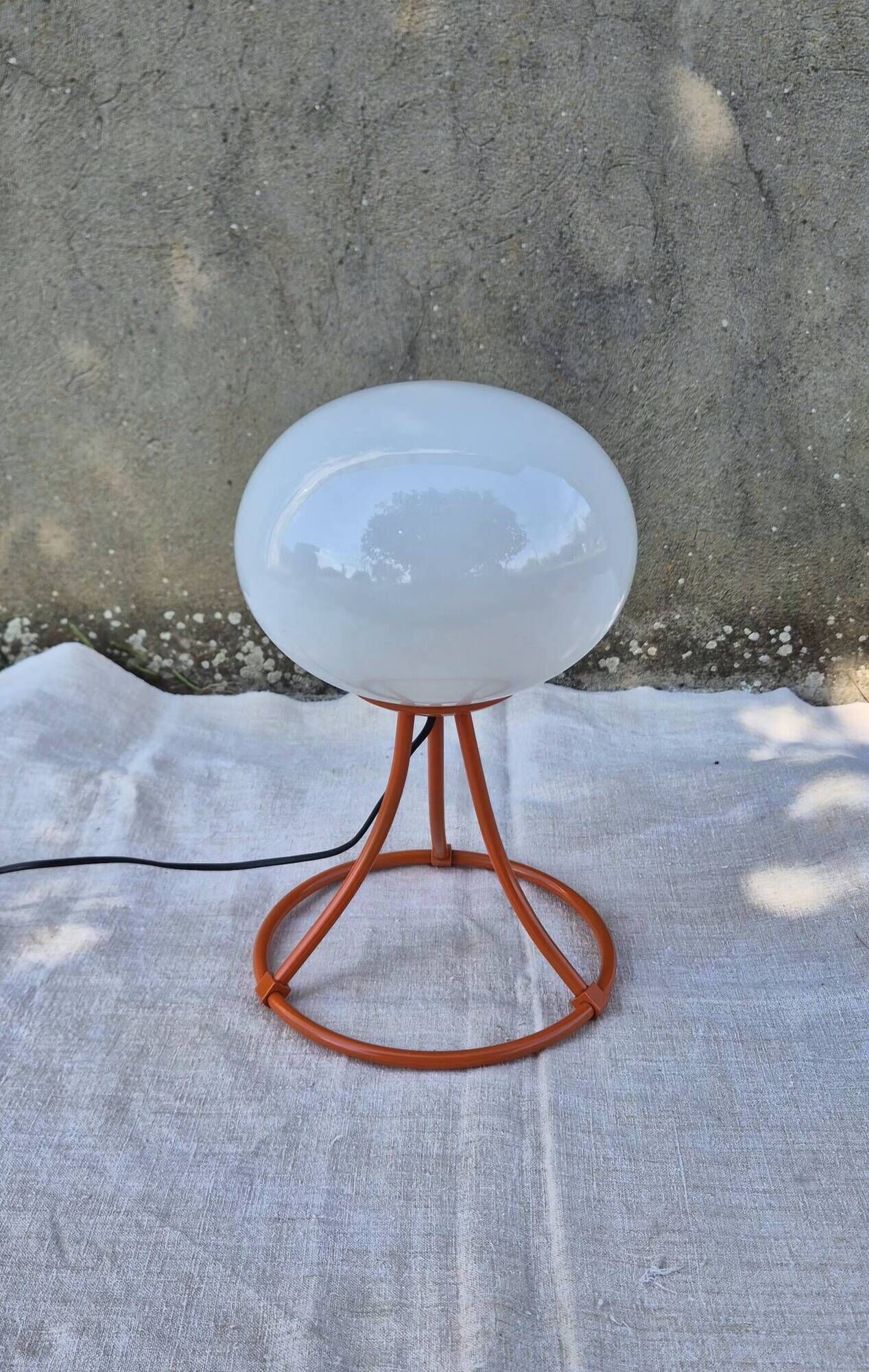 Vintage Space Age orange opaline table lamp 70s