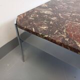 Vintage square coffee table in marble and chrome metal from the 70s