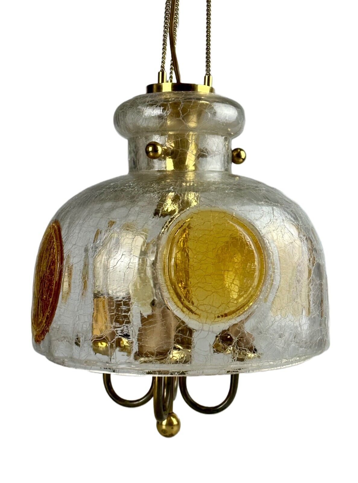 1960's 1970's brutalist ceiling lamp pendant lamp brass & murano glass