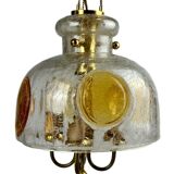 1960's 1970's brutalist ceiling lamp pendant lamp brass & murano glass