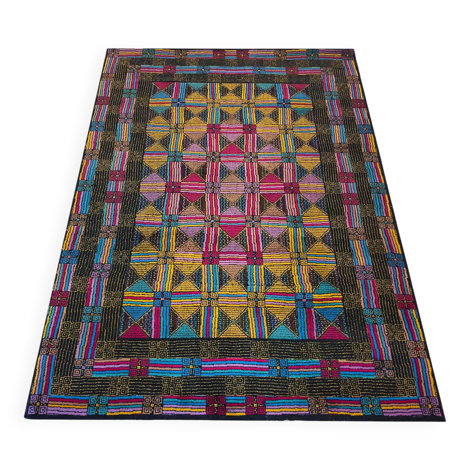 Tapis en laine géométrique italien magnifique des années 1980 par Missoni pour T&J Vestor
