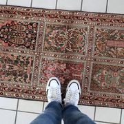 Vintage 1950s Persian Qum silk rug 72cm x 140cm