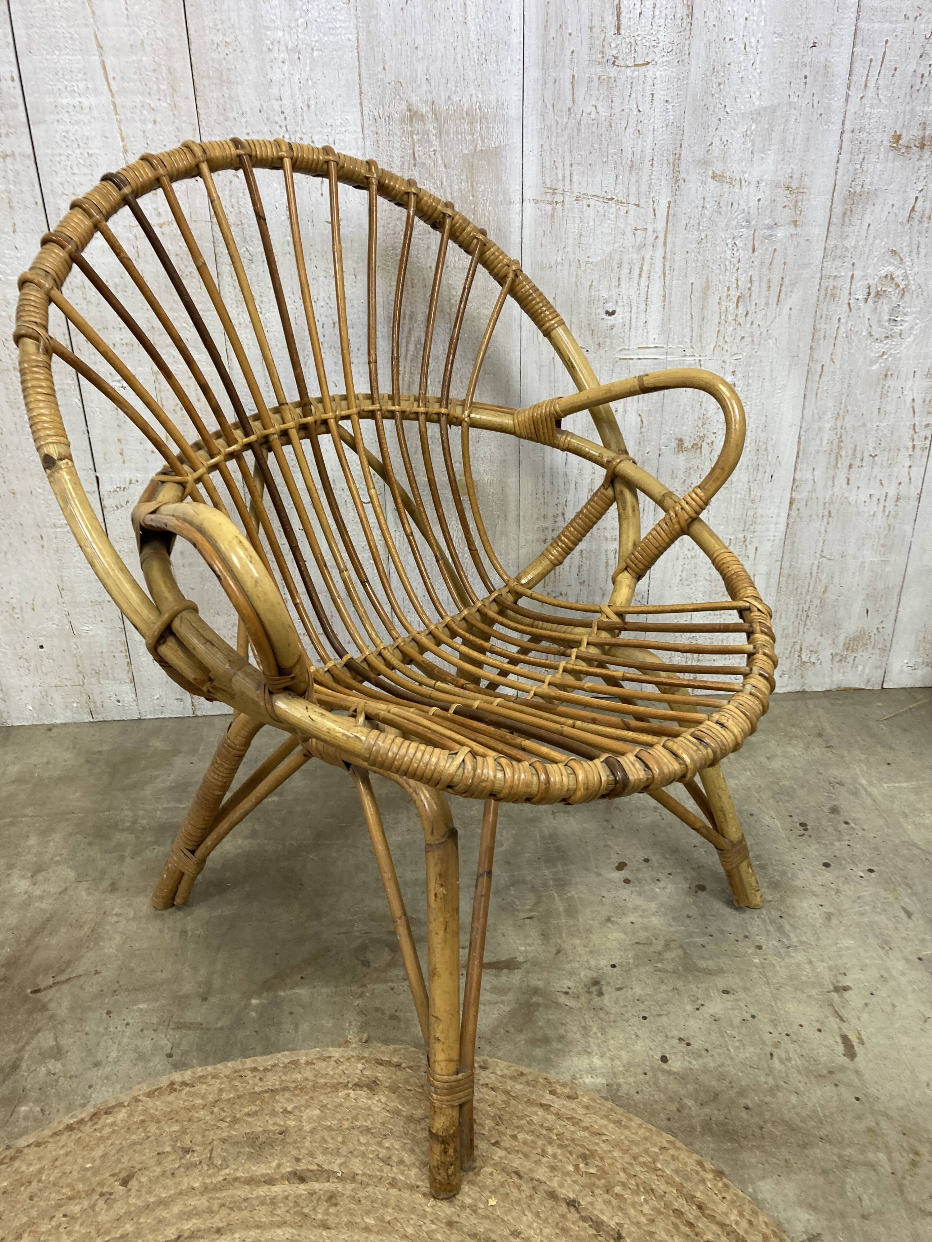 Pair of vintage rattan armchairs