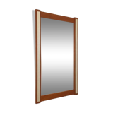 Teak spiegel met zilverkleurige accenten