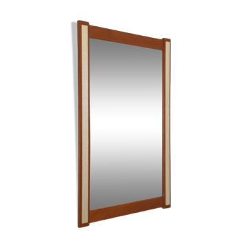Miroir en teck avec accents argentés