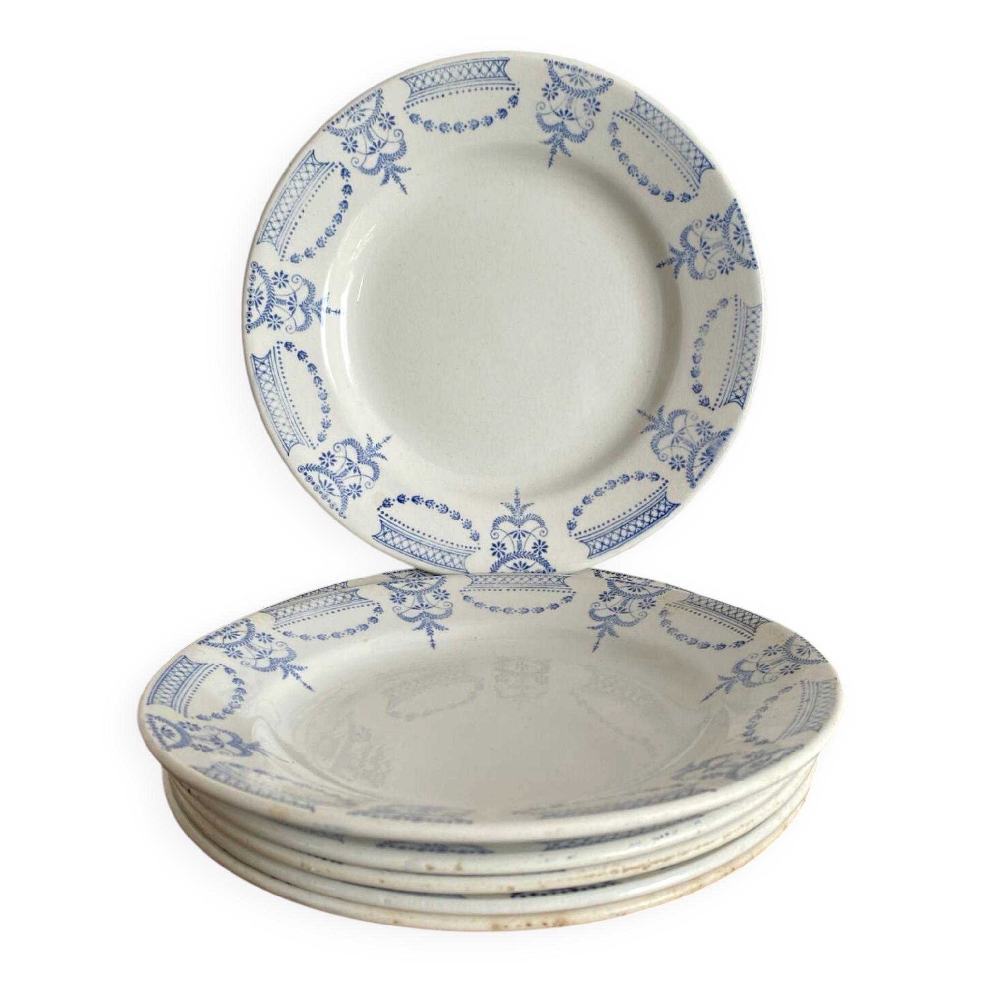 Colonial ironstone dessert plates Moulin des Loups