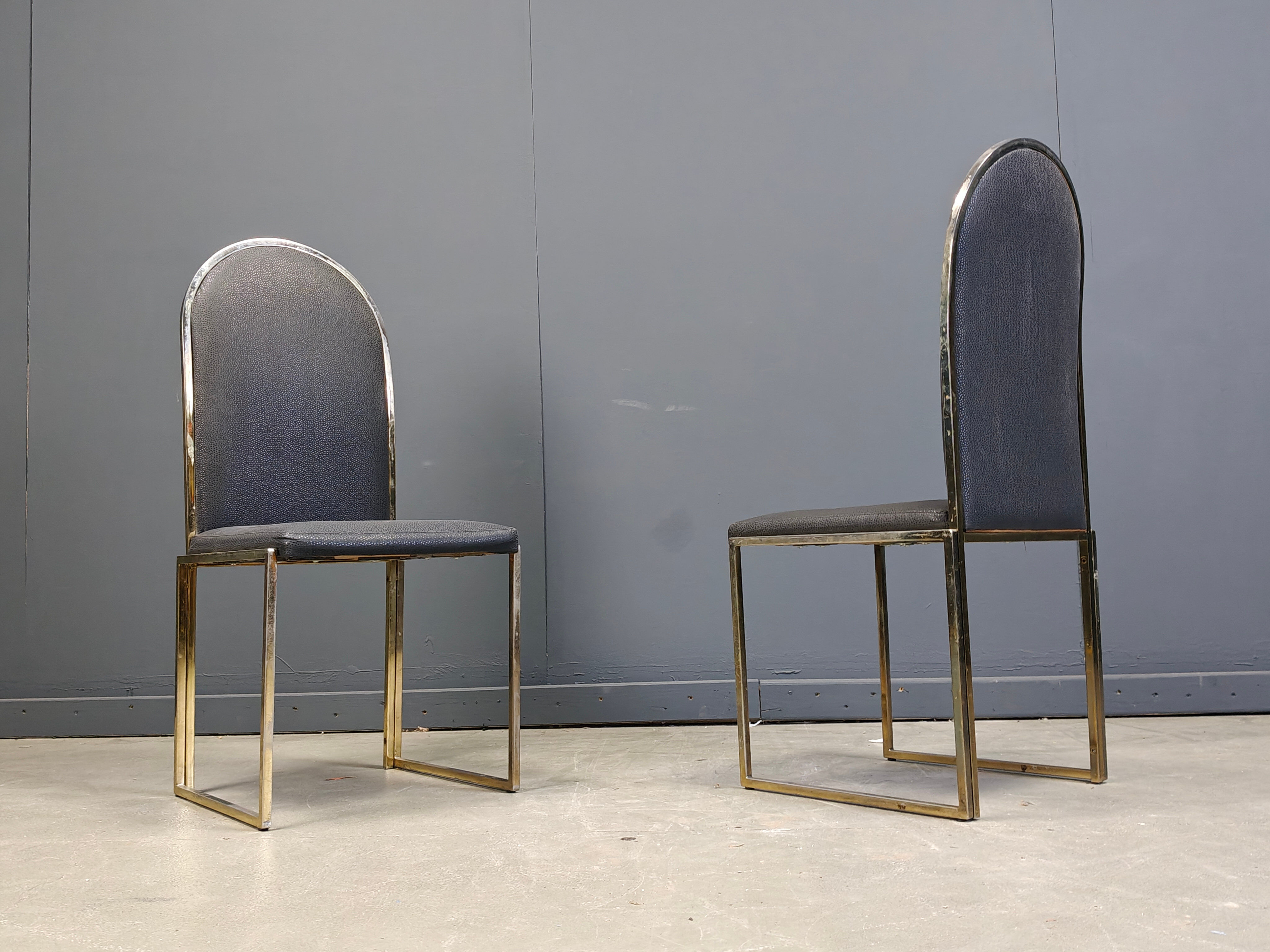 Vintage brass dining chairs by Belgochrom, 1970s