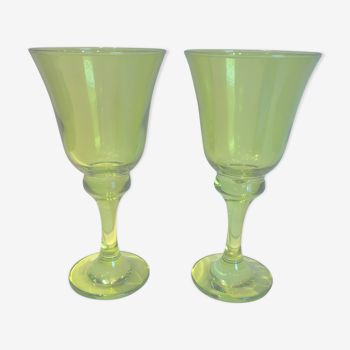 Lot de 2 verres à pied vert