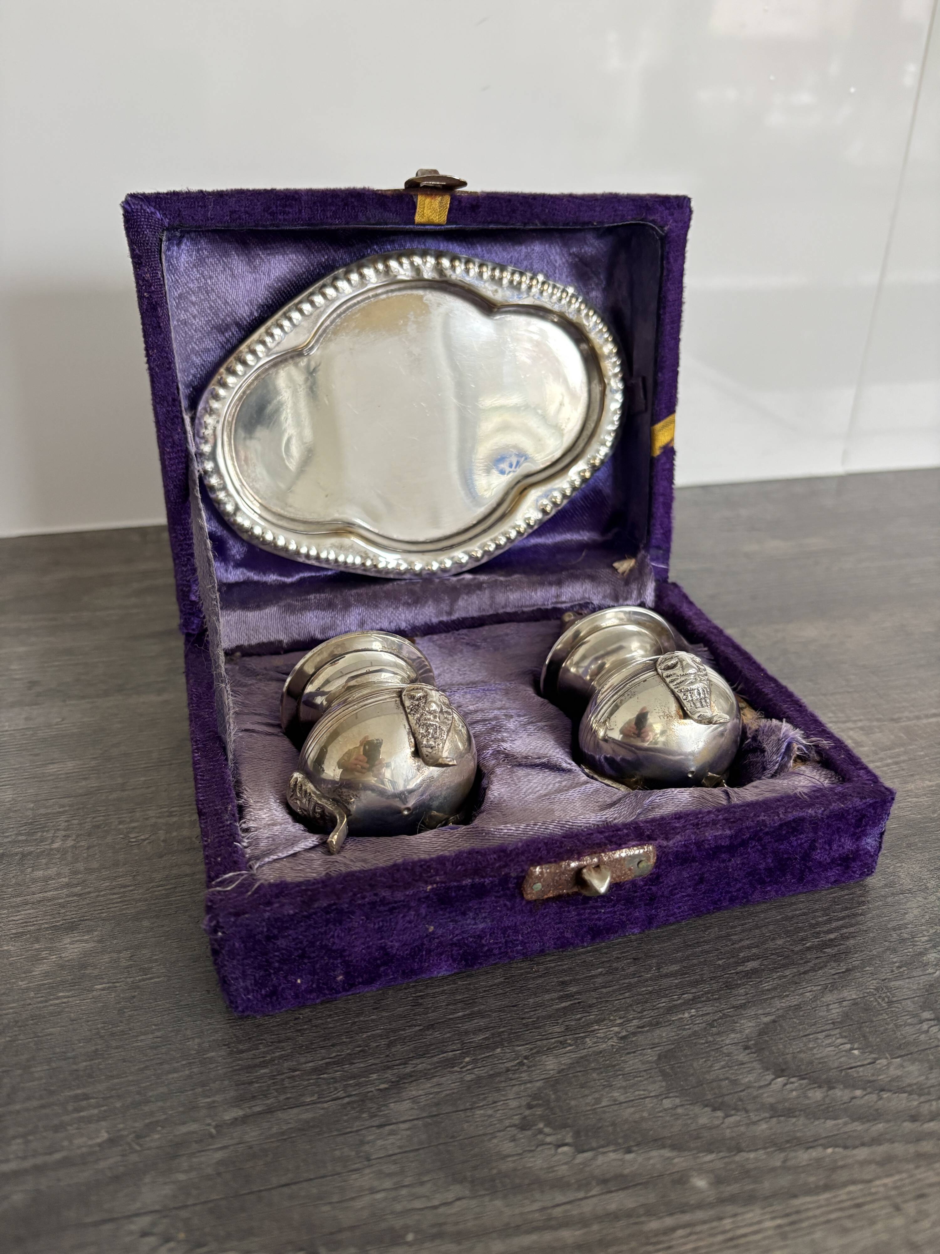 Vintage Salt and Pepper Shaker Set on Tray