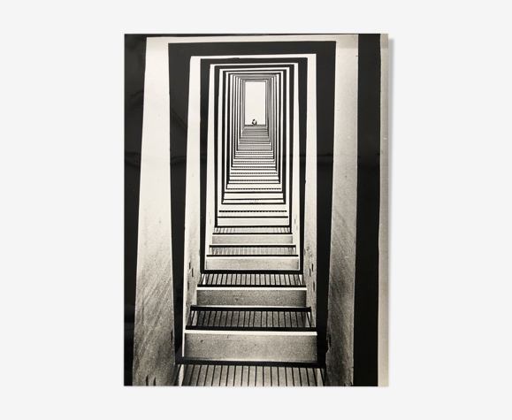Tirage photographie noir et blanc argentique, art optique années 60-70