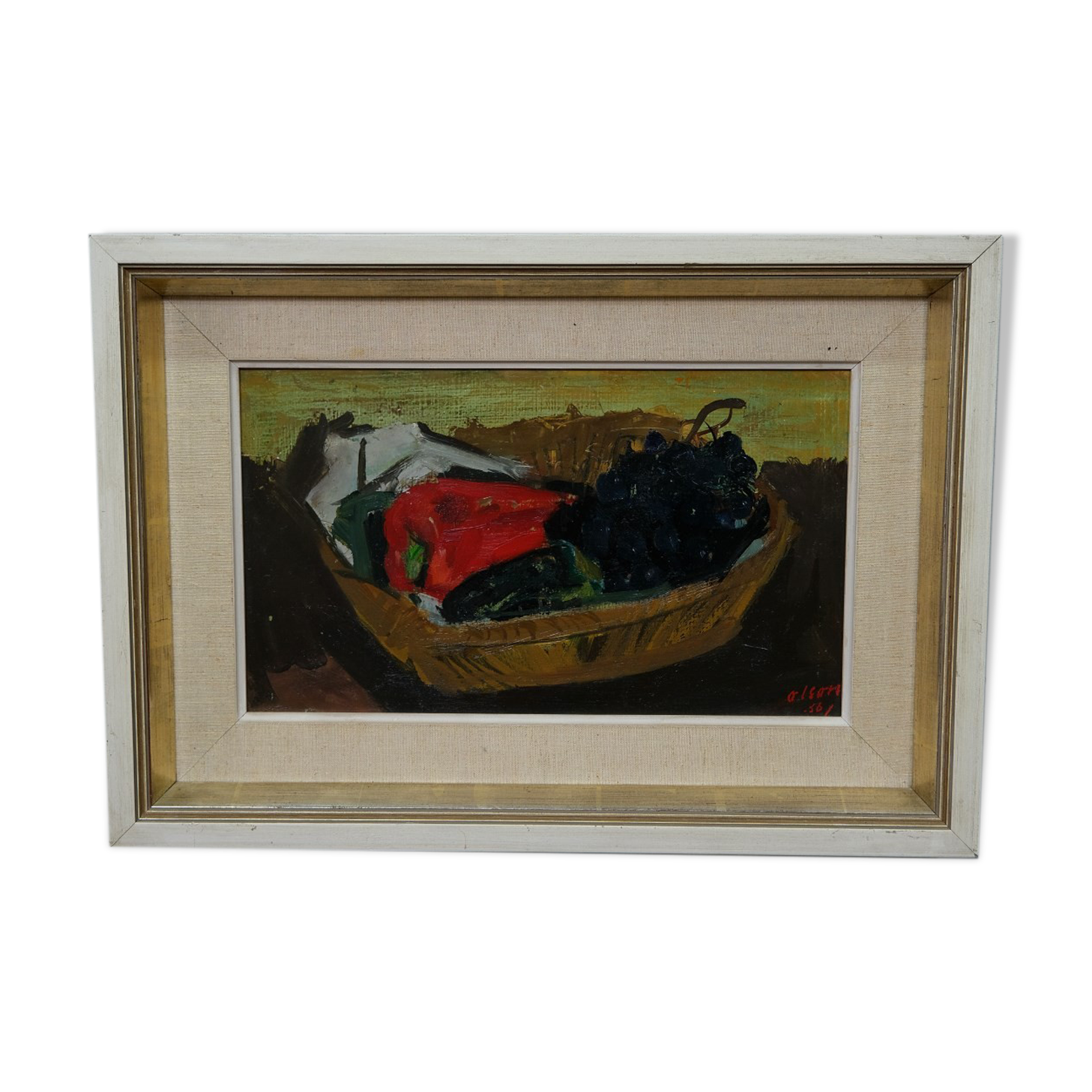 Ove Olson, peinture suédoise, 1956, huile sur panneau