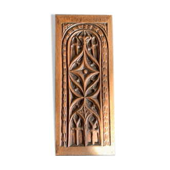 Old Gothic door in carved wood