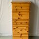 Commode chiffonnier vintage en bois massif pin avec 5 tiroirs