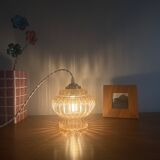 Lampe suspension baladeuse tulipe ancienne en verre doré LAMP-7405