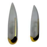 Pair of sconces "ears" idearte, glass and metal, Spain 1980