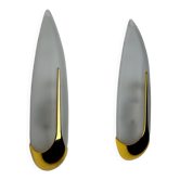Pair of sconces "ears" idearte, glass and metal, Spain 1980