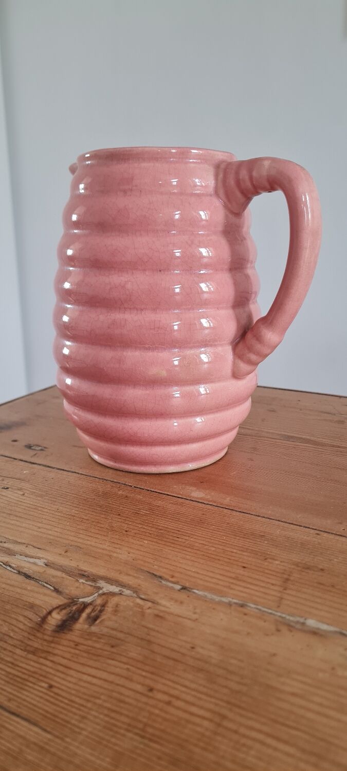 Glazed stoneware pitcher