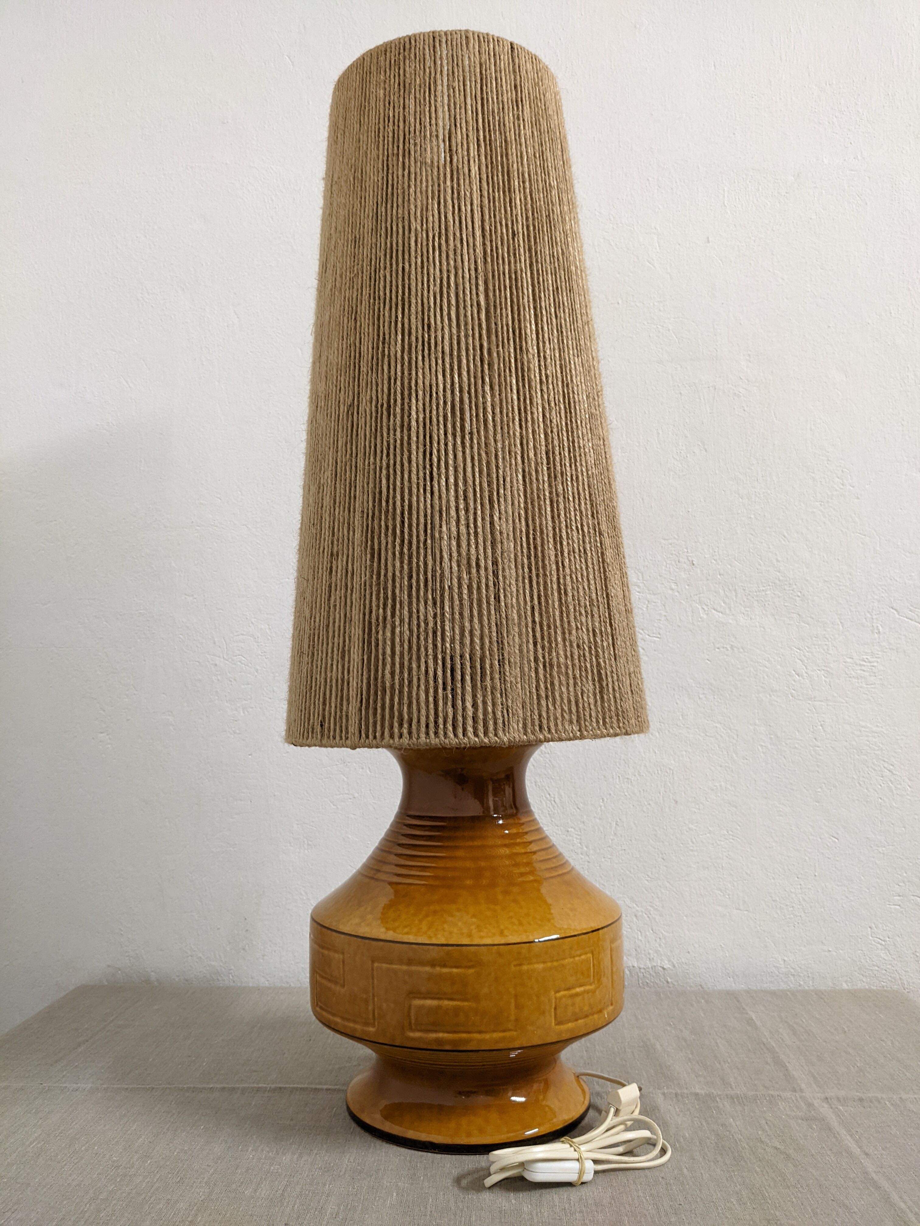 Vintage ceramic lamp and jute rope