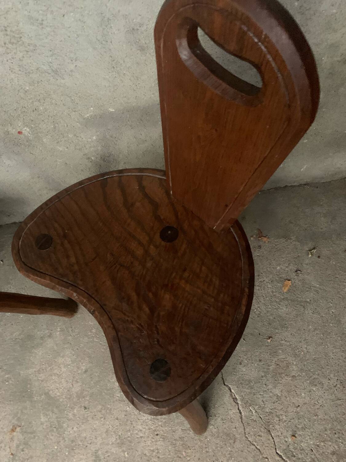 Pair of Brutalist Tripod Low Chairs