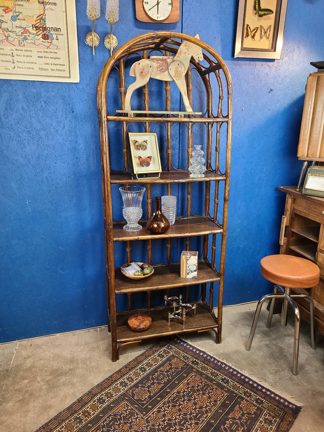 Vintage rattan shelf
