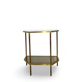 Table d'appoint italienne demi-hexagonale en laiton des années 1970.