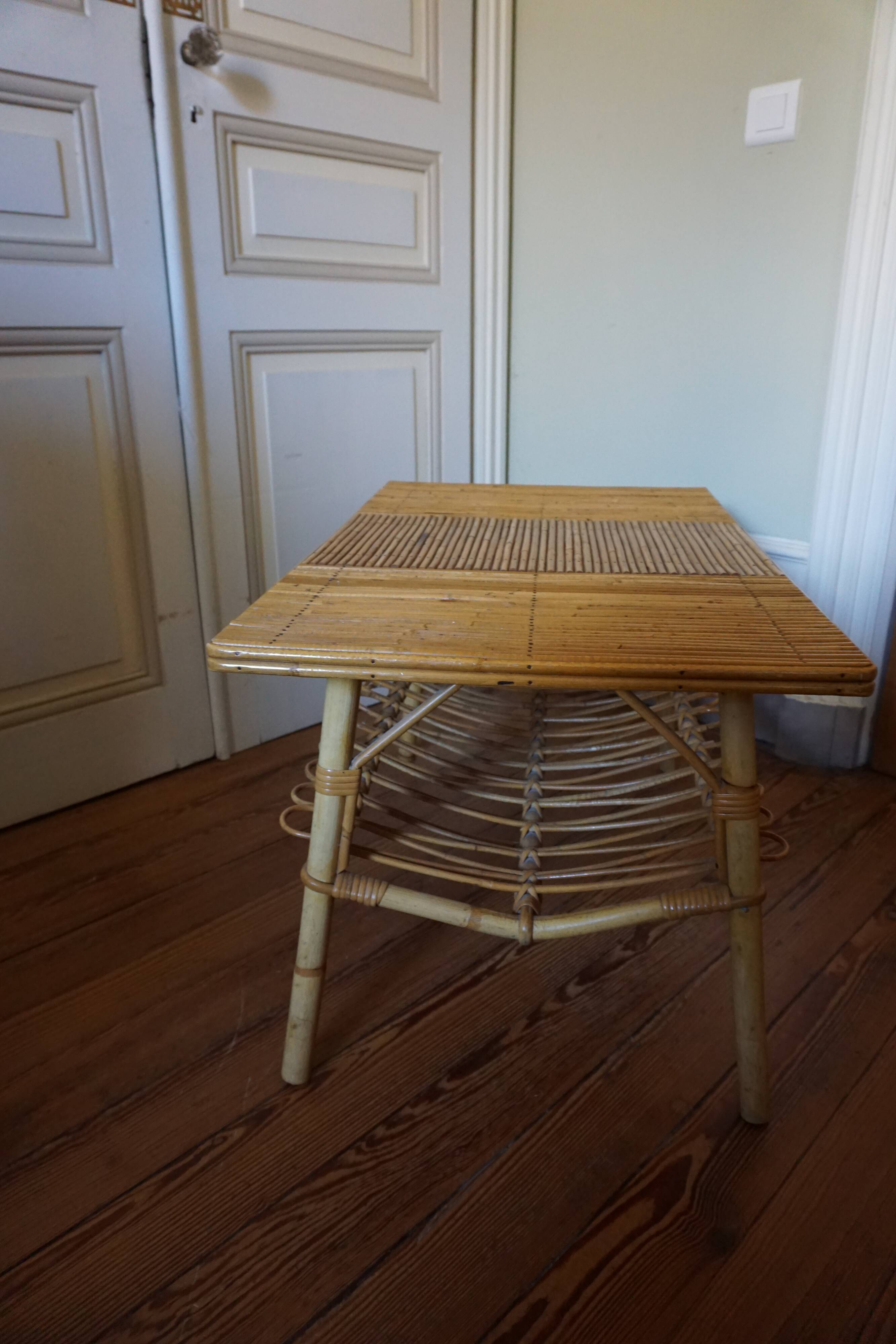 Rattan coffee table, 1960s-70s