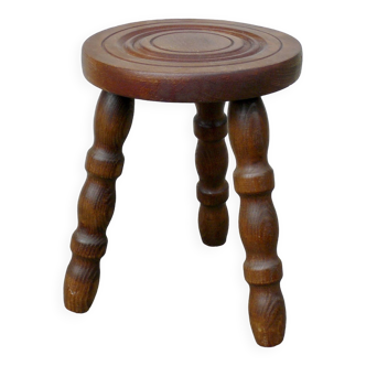 Vintage turned wooden tripod stool 1950-60