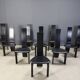 Set of 10 belgian high back dining chairs, 1980s