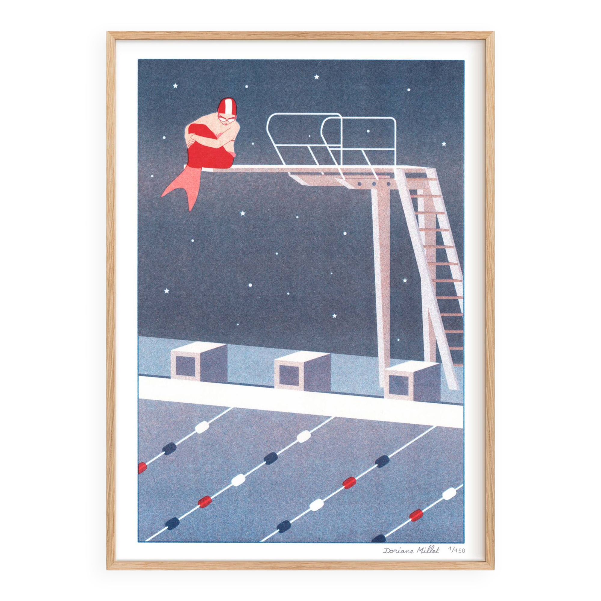 The Little Mermaid, A4 Risograph, Starry Blue Version, Limited Edition