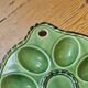 Vintage green relief majolica egg dish - 1960s