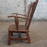 Paire de fauteuils en chêne brutaliste 1970