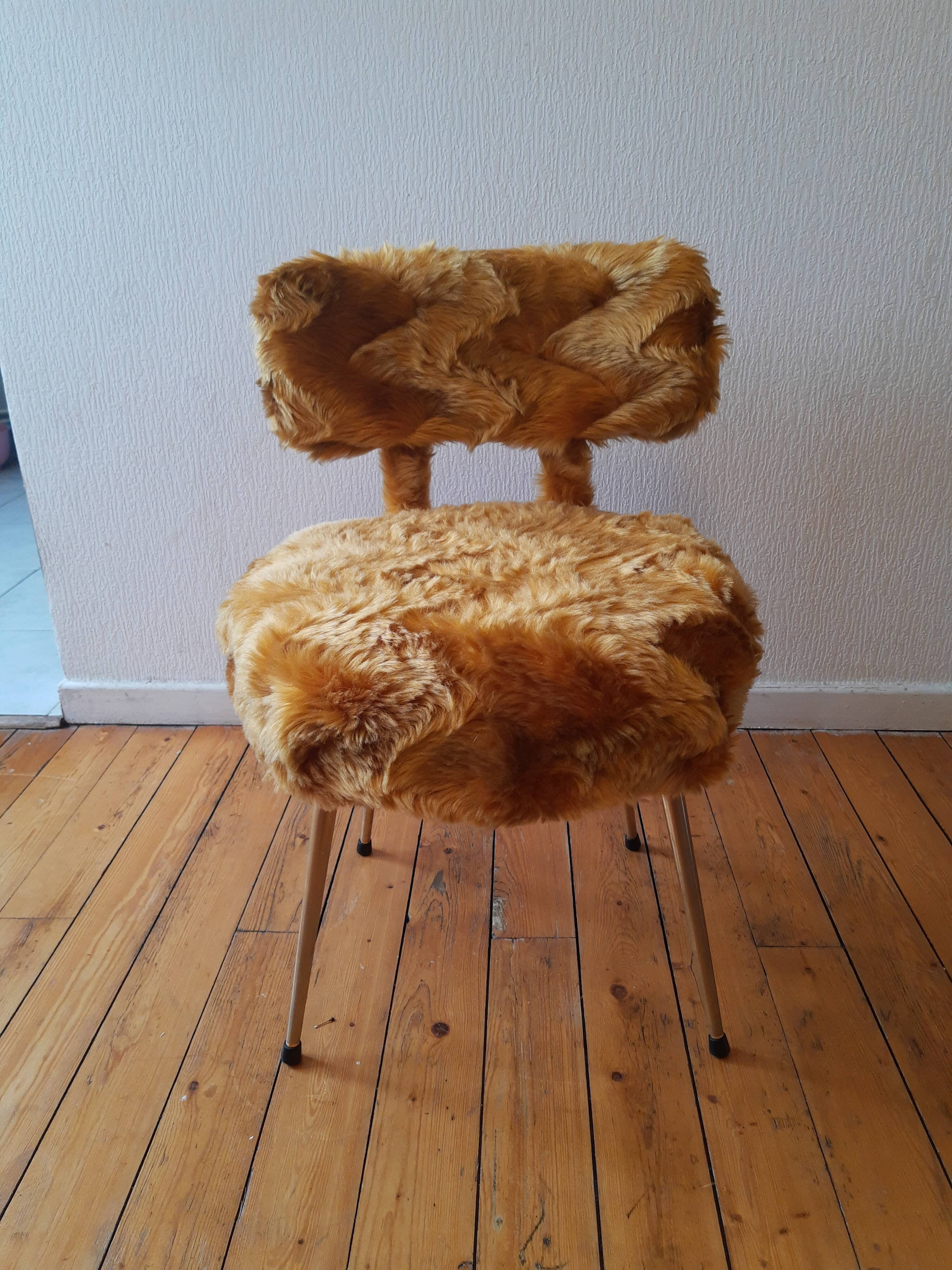 Vintage Moumoute Chair Pelfran Mustard Yellow