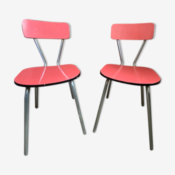 2 chairs in red Formica 60s