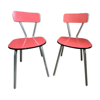 2 chairs in red Formica 60s