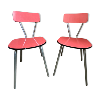 2 chaises en formica rouge années 60
