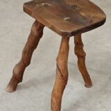 Vintage brutalist wooden stool 1